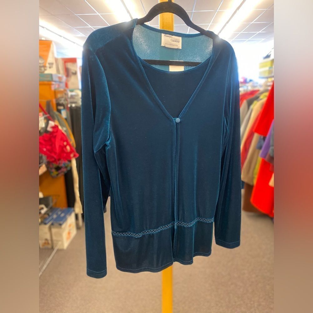 🛍️ Always Caroline L blue velvet shirt